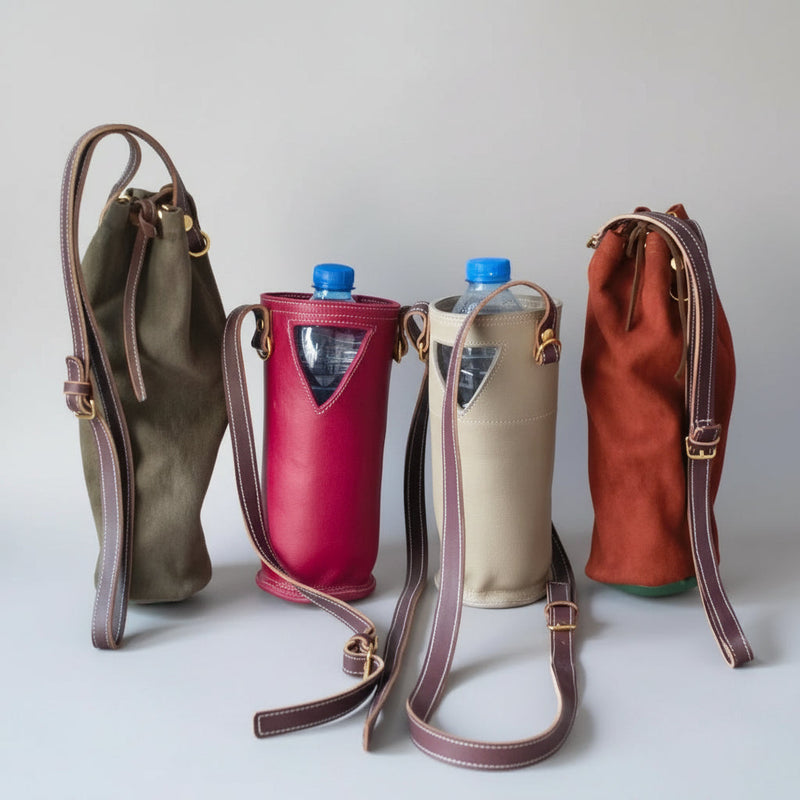 Porte-bouteilles d'eau en cuir