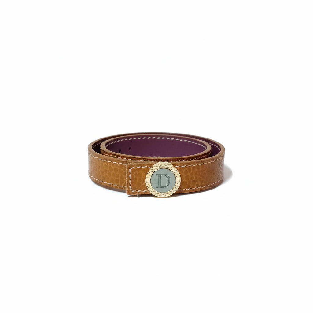 Bracelet doré croco profil intérieur violet