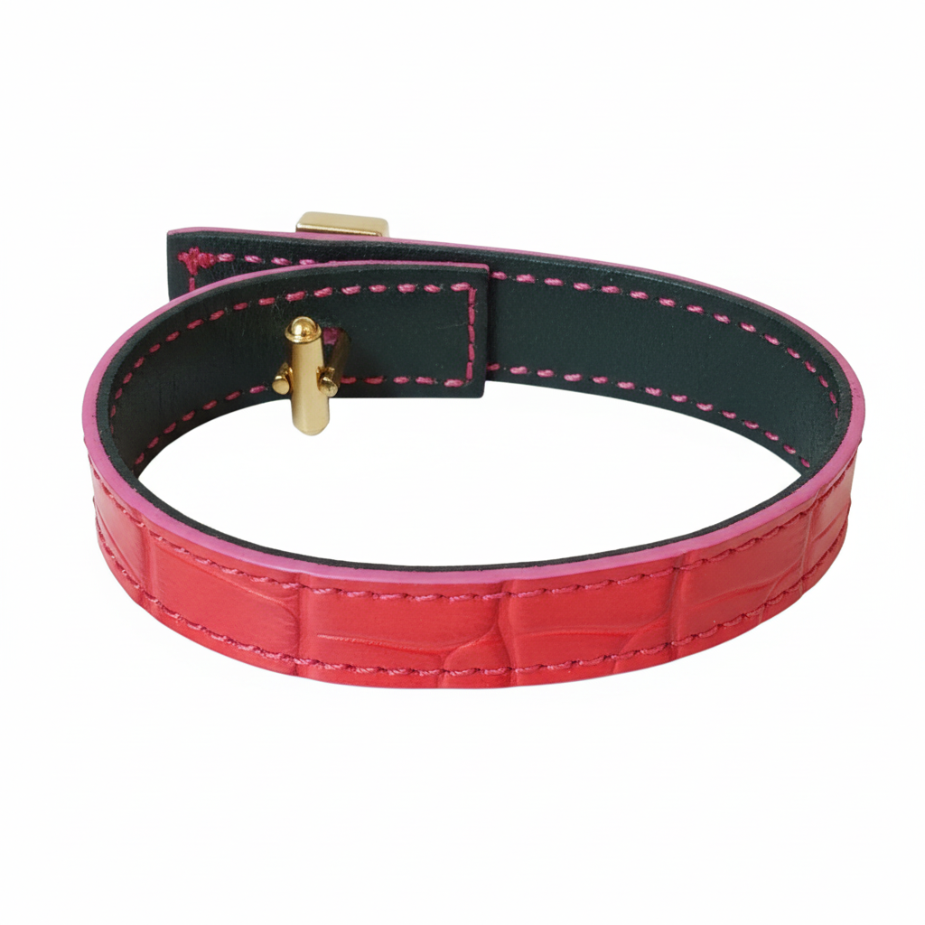 Bracelet fuchsia croco détail intérieur