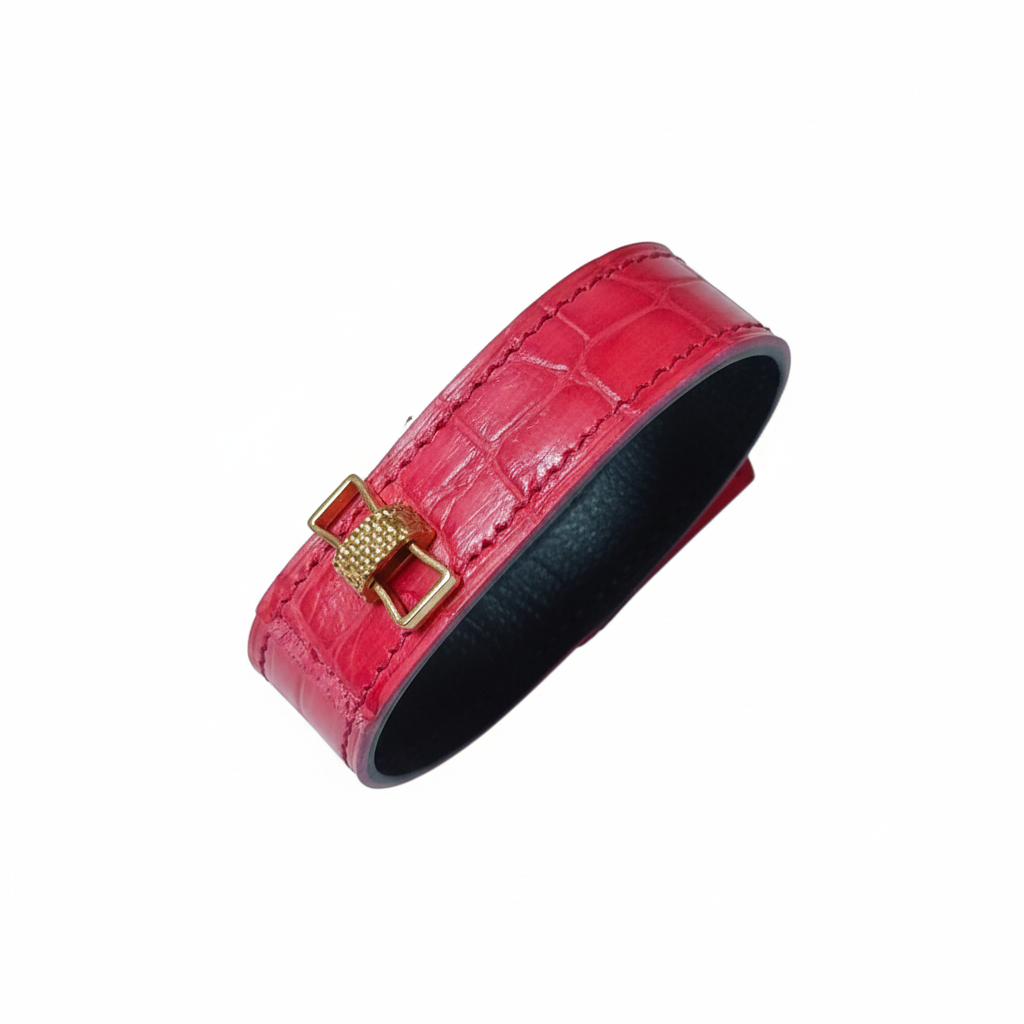 Bracelet fuchsia croco plié