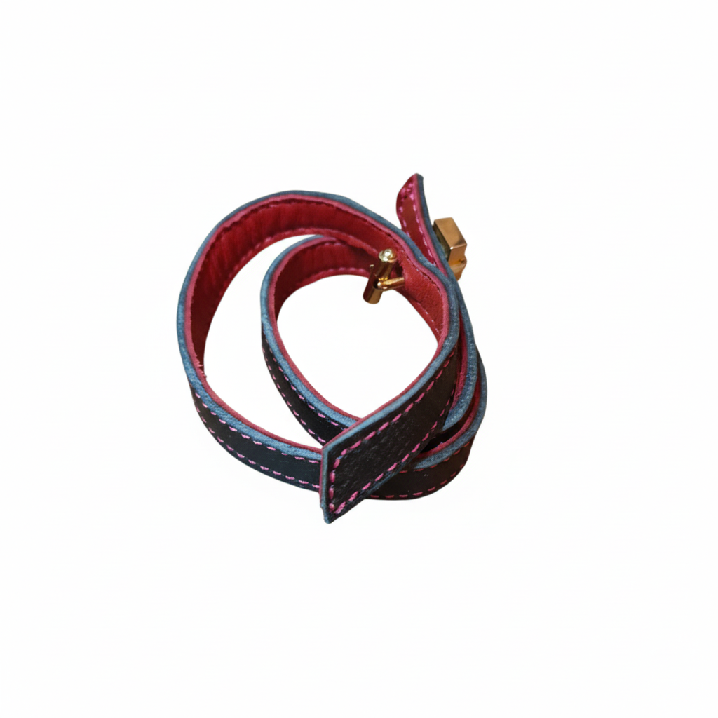 Bracelet noir cadenas spirale ouverte