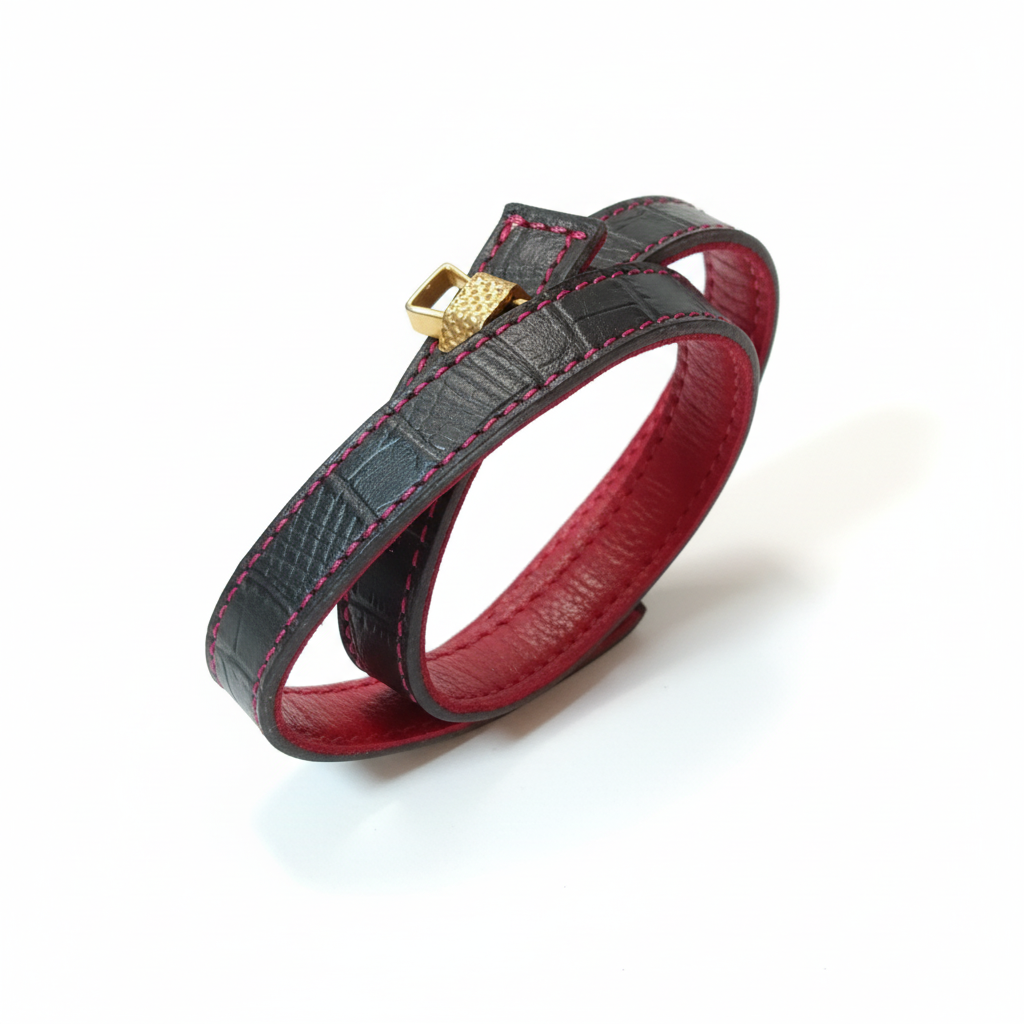 Bracelet noir croco boucle profil