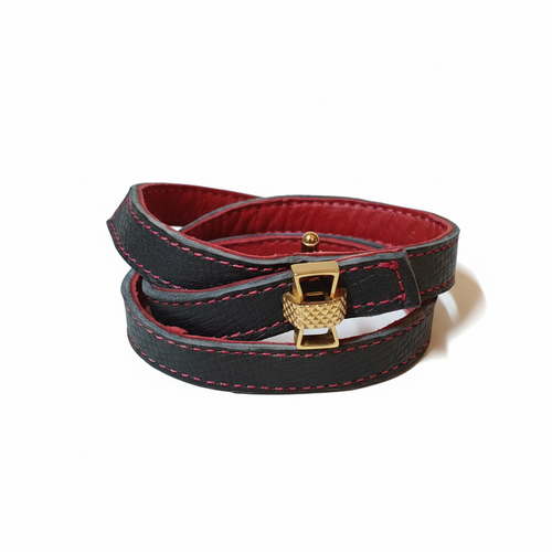 Bracelet noir/marron cadenas vue de face