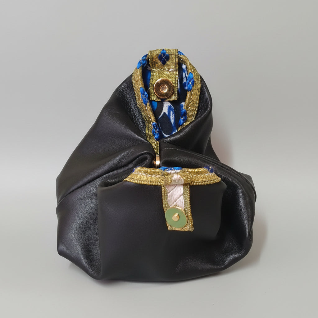 	Porte-monnaie Kola noir, vue de dos, cuir pleine fleur — MOOAKUIR