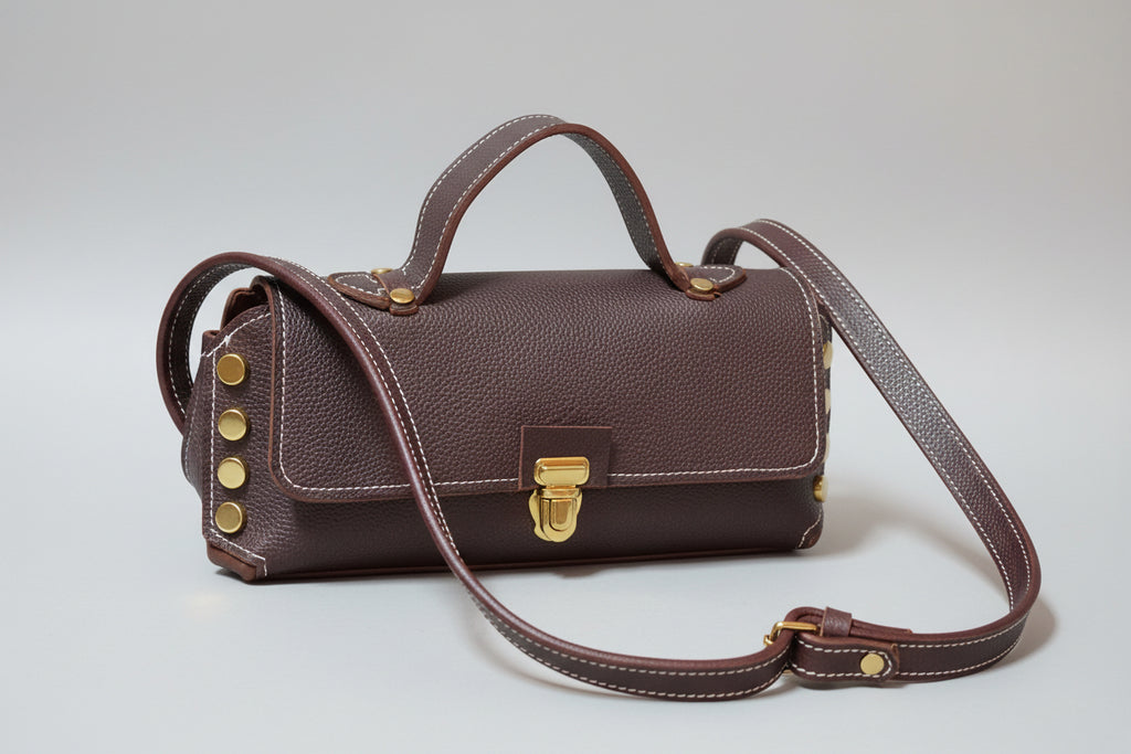 Sac à rivets grainé marron