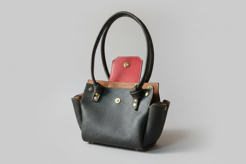 Sac Goyave en Cuir de Veau Grainé Marron Chocolat