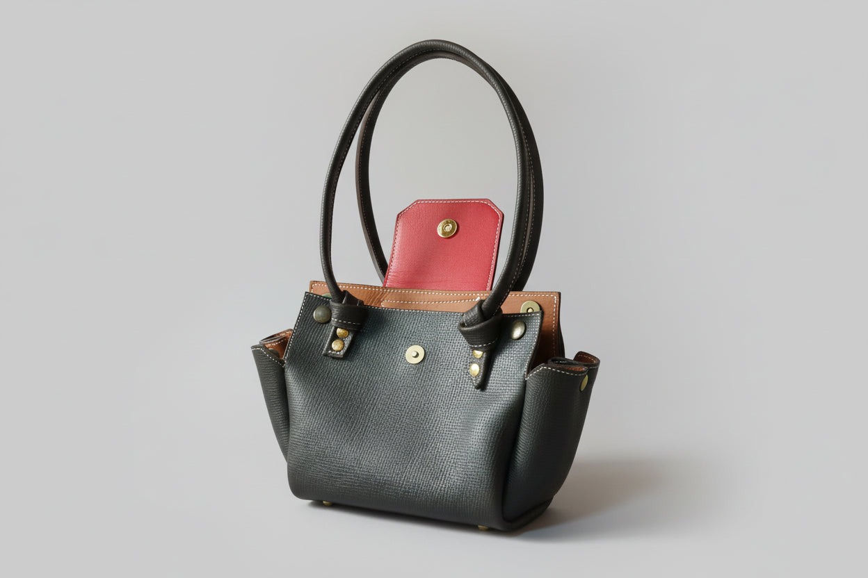 Sac Goyave en Cuir de Veau Grainé Marron Chocolat