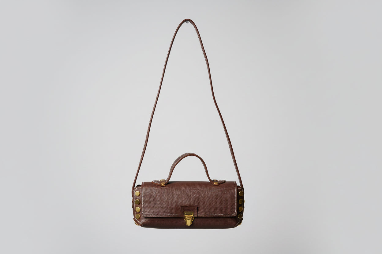 Sac à rivets grainé marron