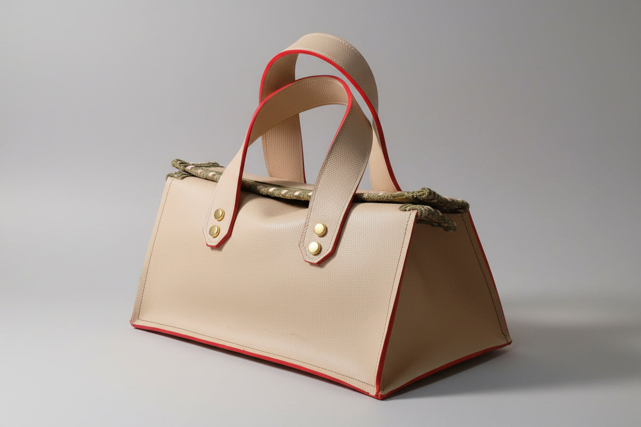 Sac Sauterelle Beige Tranches Rouges