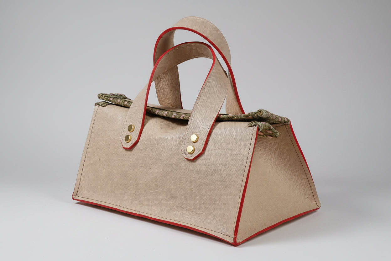 Sac Sauterelle Beige Tranches Rouges