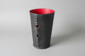Vase décoratif en cuir de veau noir et rouge, artisanat français MOOAKUIR
